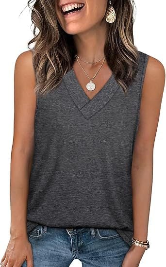 ✨Women's Sleeveless V-Neck Slimming Loose Fit Casual Tank Top T-Shirt