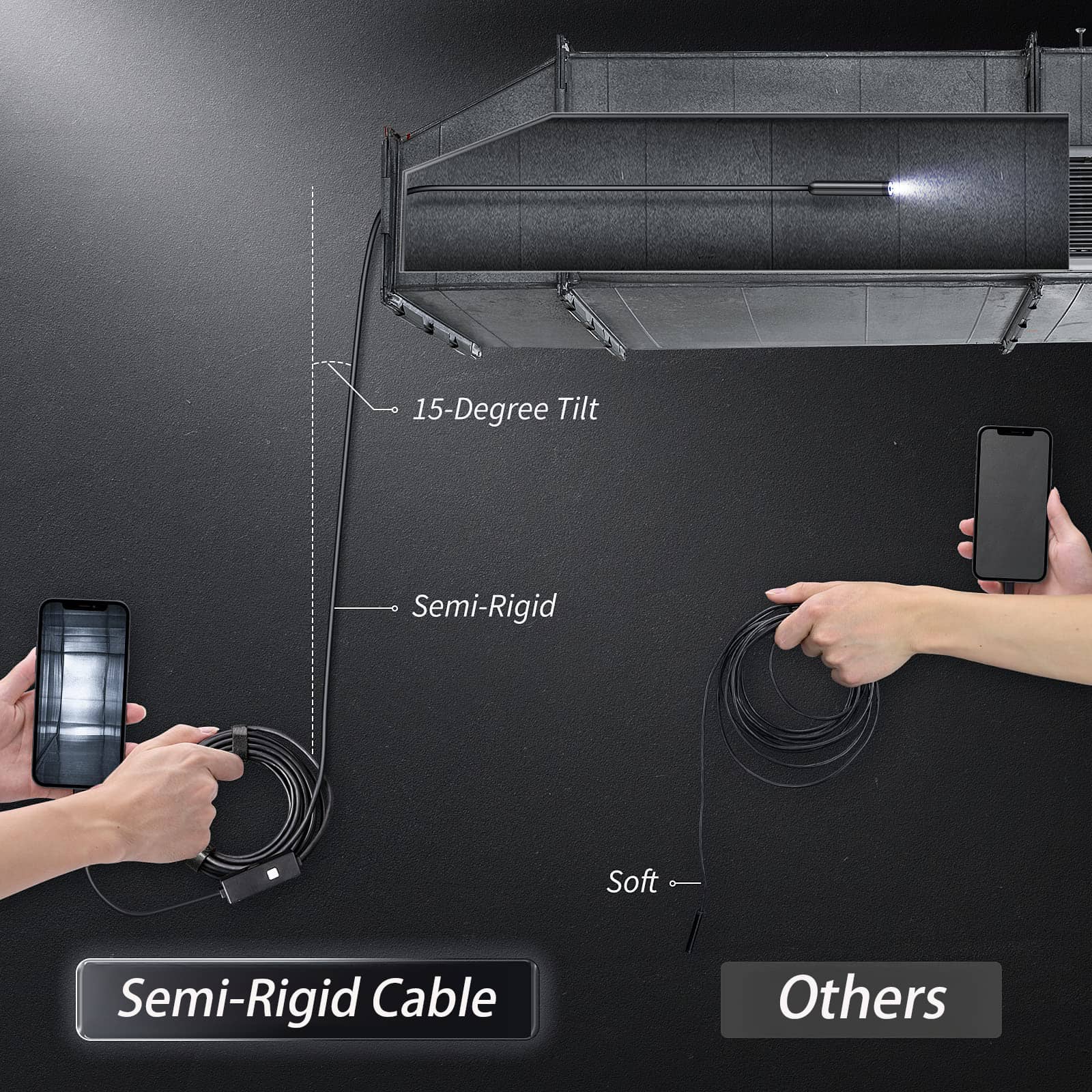 🔎 Plug-and-Play Endoscope Camera – Compatible with Android & iPhone & ipad for Direct Connection