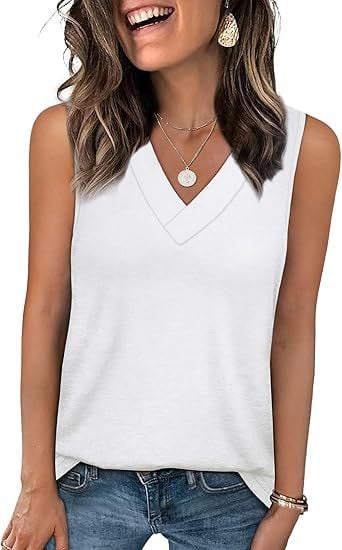 ✨Women's Sleeveless V-Neck Slimming Loose Fit Casual Tank Top T-Shirt